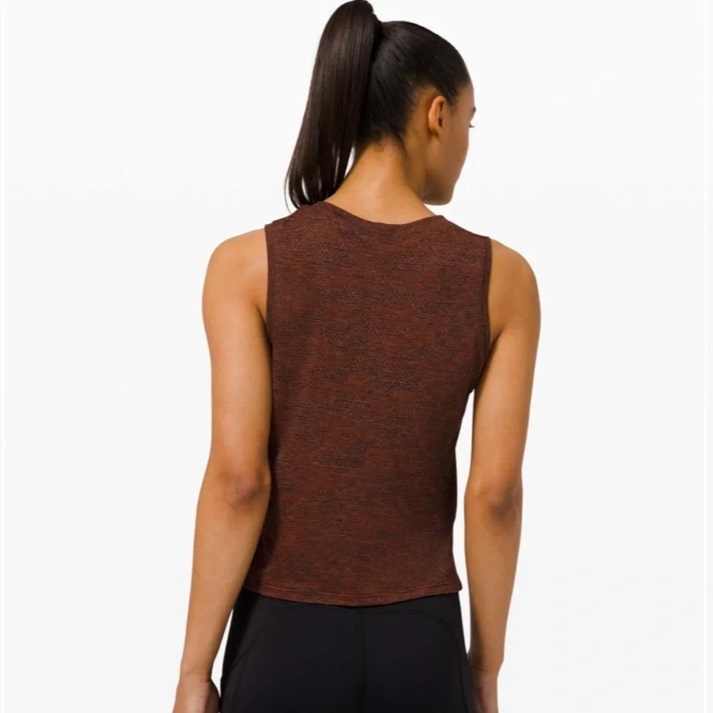 Lululemon Train To Be Muscle Tank Top Dot Camo Dark Terracotta Orange Size 4
